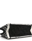 Canvas Embroidered Medium Paris Book Tote Black White