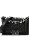 Caviar Quilted Small Boy Flap Black