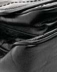 Crinkled Calfskin Matelasse Monogram Medium Niki Chain Satchel Black