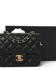 Lambskin Quilted Mini Square Flap Black