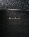 Calfskin Logo Large Cash Pouch With Handle Black White