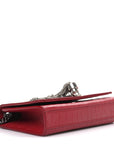 Calfskin Crocodile Embossed Small Classic Monogram Kate Tassel Satchel Red