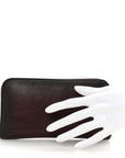 Grained Calfskin Zip Around Wallet Burgundy Black