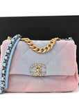 Denim Quilted Medium CHNL 19 Flap Blue Pink