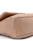 Shiny Lambskin Quilted Medium CHNL 19 Flap Beige