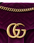 Velvet Matelasse Medium GG Marmont Shoulder Bag Fuchsia Violet Cyclamen