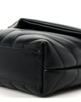 Calfskin Y Quilted Monogram Monochrome Toy Loulou Crossbody Bag Black