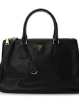 Saffiano Medium Galleria Double Zip Tote Black