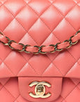 Iridescent Lambskin Quilted Medium Double Flap Pink
