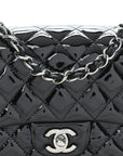 Patent Calfskin Quilted Mini Square Flap Black