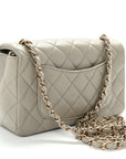 Lambskin Quilted Mini Rectangular Flap Grey