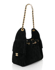 Suede Quilted Small CHNL 25 Handbag Black