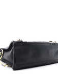 Chevre Gold Metallic Edge Hardware Mini City Bleu Nuit Dark Sea