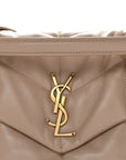 Lambskin Quilted Medium Loulou Puffer Monogram Chain Satchel Dark Beige