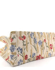 Canvas Embroidered Medium Hibiscus Book Tote Beige Multicolor