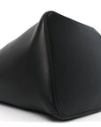 Smooth Calfski Large Woven Pebble Bucket Bag Black