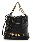 Shiny Calfskin Quilted Mini CHNL 22 Black