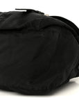 Tessuto Nylon Saffiano Double Buckle Messenger Shoulder Bag Black