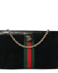 Suede Patent GG Web Medium Ophidia Chain Shoulder Bag Black