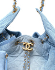 Washed Denim Quilted Medium CHNL 25 Handbag Blue