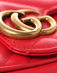 Calfskin Matelasse Super Mini GG Marmont Shoulder Bag Hibiscus Red