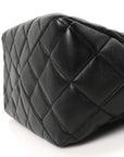 Lambskin Quilted Small Top Handle Shopping Bag Black