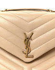 Calfskin Y Quilted Monogram Medium Loulou Chain Satchel Dark Beige