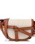 Calfskin Canvas Anagram Mini Gate Dual Bag Ecru Tan