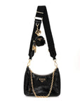 Patent Naplak Re-Edition 2005 Shoulder Bag With Charm Black