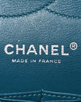 Lambskin Quilted Jumbo Double Flap Turquoise