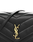 Calfskin Y Quilted Monogram Toy Loulou Crossbody Bag Black