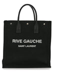 Linen Calfskin Rive Gauche North South Tote Black