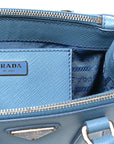 Saffiano Lux Micro Galleria Double Zip Tote Turchese