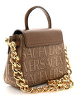 Calfskin Canvas Allover La Medusa Small Top Handle Handbag Brown