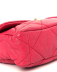 Goatskin Quilted Large CHNL 19 Flap Dark Pink