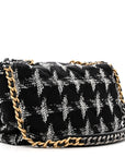 Tweed Quilted Maxi CHNL 19 Flap Black White