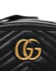 Calfskin Matelasse Small GG Marmont Chain Shoulder Bag Black