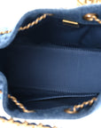 Washed Denim Quilted Mini CHNL 25 Handbag Blue