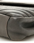 Sheepskin Matelasse Chevron Monogram Medium College Bag Asphalt