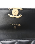 Calfskin Quilted Perfect Fit Coin Purse With Chain Black