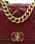 Lambskin Quilted CHNL 19 Wallet On Chain WOC Burgundy