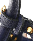 Derby Calfskin House Check Medium Banner Tote Ink Blue