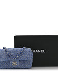 Tweed Quilted Mini Rectangular Flap Blue White