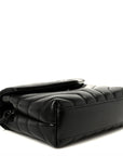 Calfskin Y Quilted Monogram Monochrome Toy Loulou Crossbody Bag Black