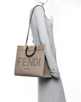 Vitello King Plexiglass Logo Embossed Medium FNDI Sunshine Shopper Tote Tortora