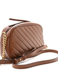 Glazed Calfskin Matelasse Diagonal Small GG Marmont Chain Shoulder Bag Cuir