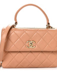 Lambskin Quilted Small Trendy CC Dual Handle Flap Bag Camel