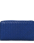 Nappa Intrecciato Zip Around Wallet Cobalt