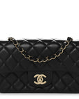 Lambskin Quilted Mini Rectangular Flap Black