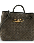 Suede Intrecciato Small Andiamo Shoulder Bag Cypress